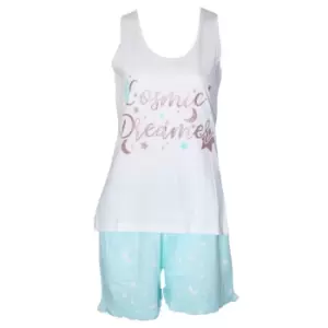Forever Dreaming Womens/Ladies Cosmic Dreams Short Pyjama Set (M) (White/Mint)