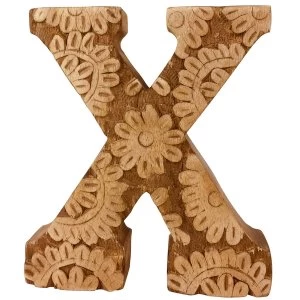 Letter X Hand Carved Wooden Flower