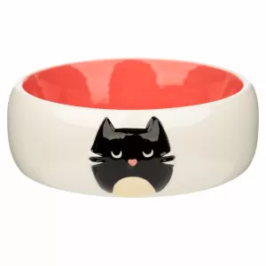 Ceramic Feline Fine Cat Pink Pet Food Bowl