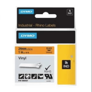 Dymo 1805427 Black on Orange Vinyl Labels 24mm x 5.5m