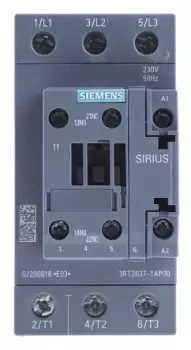 Siemens SIRIUS Innovation 3RT2 3 Pole Contactor - 65 A, 230 V ac Coil, 3NO, 30 kW