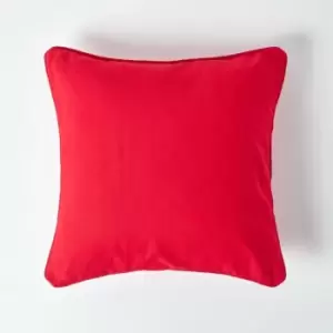 Cotton Plain Red Cushion Cover, 30 x 30cm - Red - Homescapes