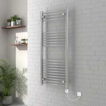 Vienna 1200 x 500mm Curved Chrome Electric Heated Thermostatic Towel Rail - please select - please select