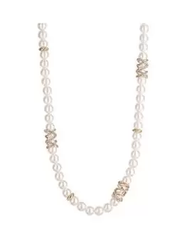 Jon Richard Gold Plated Pave Encased Cream Pearl Necklace, Silver, Women