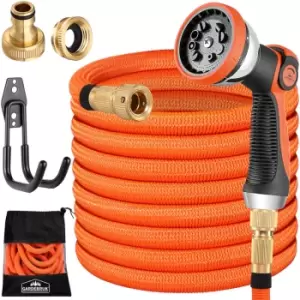 garden hose flexible triple latex core full brass adapter outdoor flexible hose water hose orange - 30m (de) - Gardebruk