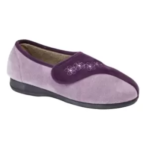 Sleepers Womens/Ladies Gemma Touch Fastening Embroidered Slippers (7 UK) (Purple/Lilac)