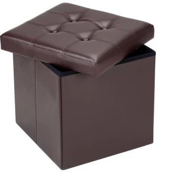 Folding Storage Ottoman Footstool Bench Pouffe Toy Box Living Room Bedroom M - braun (de)