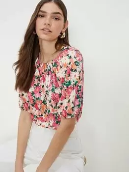 Dorothy Perkins Floral Puff Sleeve Blouse - Multi, Size 16, Women