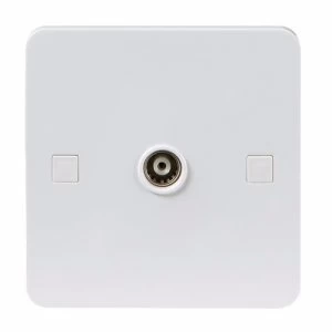 KnightsBridge Pure 4mm White Coaxial TV Outlet Un-Isolated Single Wall Plate