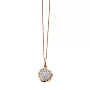 Sterling Silver Rose Gold Plated Pave Cubic Zirconia Circle Pendant