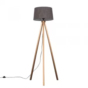 Barbro Copper Tripod Floor Lamp With Doretta Dark Grey Shade