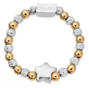ChloBo GMR2STAR Gold and Silver Mixed Metal Inset Star Ring Jewellery