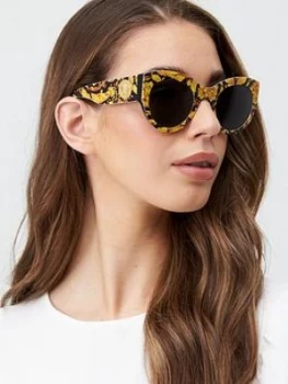 Versace Barocco Print Tribute Cat Eye Sunglasses - Yellow Black