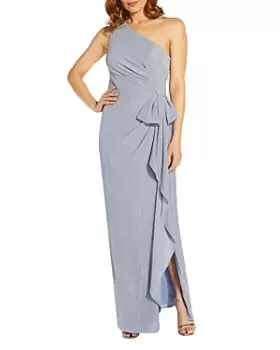 Adrianna Papell Metallic Knit Ruffled Gown