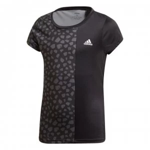 adidas Girls Colorblock T-Shirt - Black/Grey