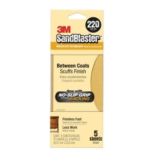 Sandblaster 220-Grit No-Slip Grip Backing Sandpaper - 5 Pack