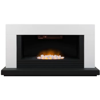 Carrera Fireplace Suite in Pure White & Charcoal Grey, 48" - Adam
