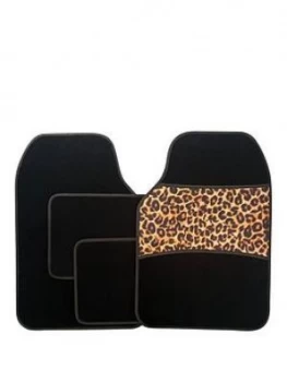 Streetwize Accessories 4 Piece Leopard Print Car Mat Set