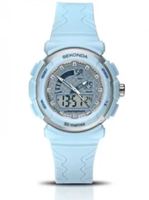 Sekonda Ladies Dual Display Blue Plastic Strap Watch 2421