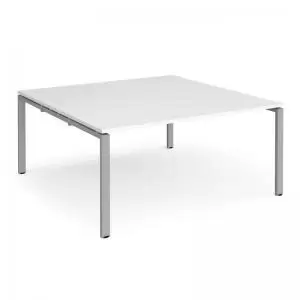 Adapt square boardroom table 1600mm x 1600mm - silver frame and white