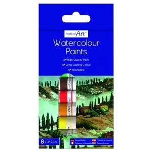 Work of Art Washable Watercolour Paint Tubes Assorted Pack of 12
