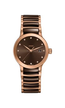 Rado Centrix Quartz Womens watch - Water-resistant 3 bar (30 m), Stainless steel / PVD, brown