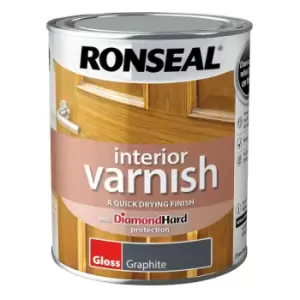 Ronseal Interior Wood Varnish - Graphite - Gloss - 750ml - Graphite
