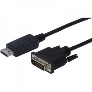 Digitus DisplayPort / DVI Cable 2m screwable Black [1x DisplayPort plug - 1x DVI plug 25-pin]