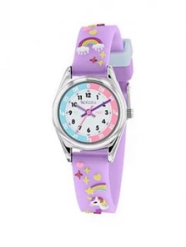Tikkers White Dial Unicorn Lilac Strap Kids Watch, One Colour