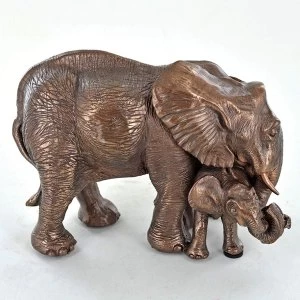 Mother and Baby Elephant Cold Cast Bronze Sculpture 10cm