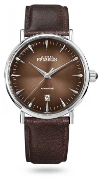 Michel Herbelin Inspiration Automatic Mens Brown Leather Watch