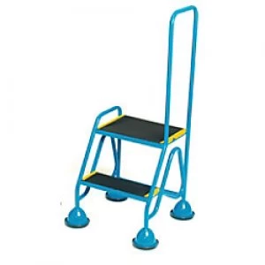 FORT Ladder with Anti Slip Tread and Looped Handrail 2 Steps Blue Capacity: 150 kg