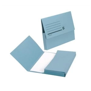 5 Star A4 Document Wallet Half Flap 285gsm Blue Pack of 50