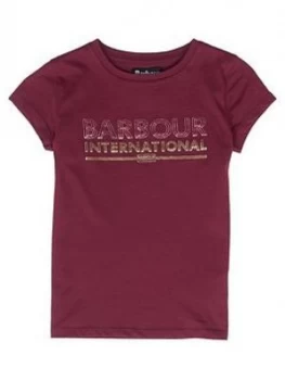 Barbour International Girls Knockhill Metallic Logo T-Shirt - Port, Size Age: 10-11 Years, Women
