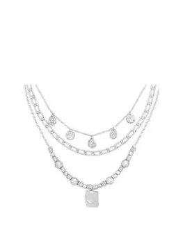 Bibi Bijoux Silver 'Molten Metal' Triple Layered Necklace, Silver, Women