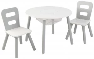 KidKraft Round Storage Table and Chair Set Grey White
