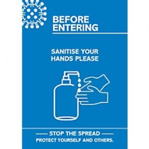 Seco Health & Safety Poster Before entering, sanitise your hands Semi-Rigid Plastic 29.7 x 42 cm