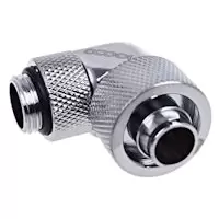 Alphacool Eiszapfen 16/10mm Threaded Rotatable 90 Degree G1 / 4 Fitting - Chrome