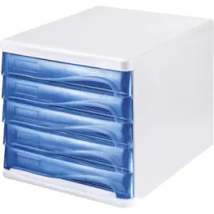 helit Drawer box, housing colour white, pack of 4, drawer colour blue, transparent