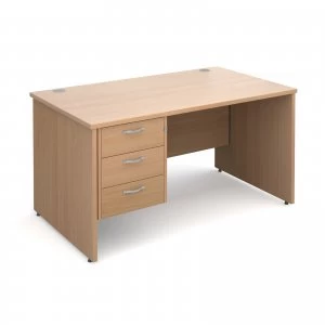 Maestro 25 PL Straight Desk With 3 Drawer Pedestal 1400mm - Beech pane