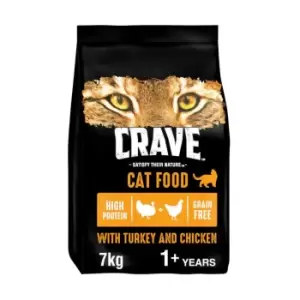 Crave Adult Dry Cat Food with Turkey & Chicken - 7kg (x1 bag)