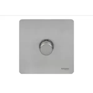 Schneider Electric Ultimate Screwless Flat Plate - Single Rotary 2 Way Dimmer Light Switch, Main & Low Voltage, 400W/VA, GU6412CSS, Stainless Steel