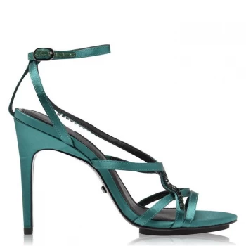 Reiss Dana Jewel Strap Heeled Sandals - Emerald Satin