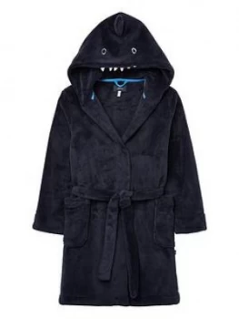 Joules Boys Shark Dressing Gown - Navy, Size Xs