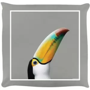 Inquisitive Creatures Toucan Filled Cushion (One Size) (Grey) - Grey