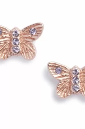 Ladies Olivia Burton Rose Gold Plated Bejewelled Butterfly Stud Earrings OBJ16MBE07