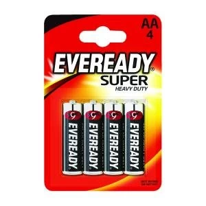 Eveready Super Heavy Duty AA Batteries Pack of 4 R6B4UP