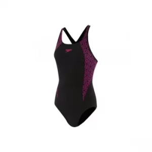 Speedo Boomstar Splice Flyback Swimsuit 34" Black/Pink