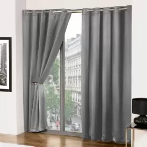 Emma Barclay Cali Thermal Woven Blackout Eyelet Curtains, Grey, 66 x 72 Inch