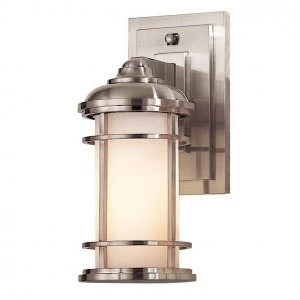 1 Light Outdoor Small Wall Lantern Light Brushed Steel IP44, E27